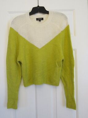 Express Long Sleeve Color-Block Chevron Sweater